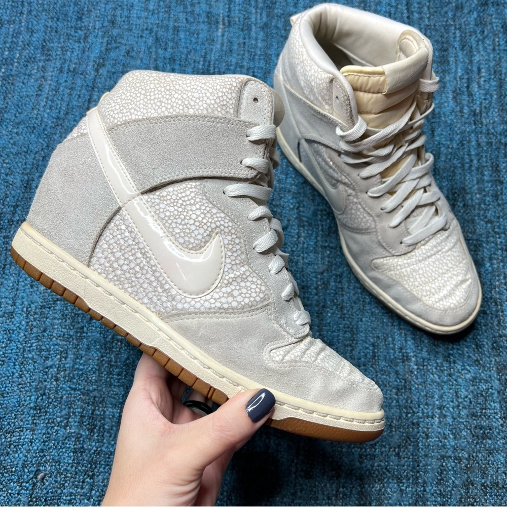 Nike Dunk Sky Hi Hidden Wedge Sneakers in Metallic Luster